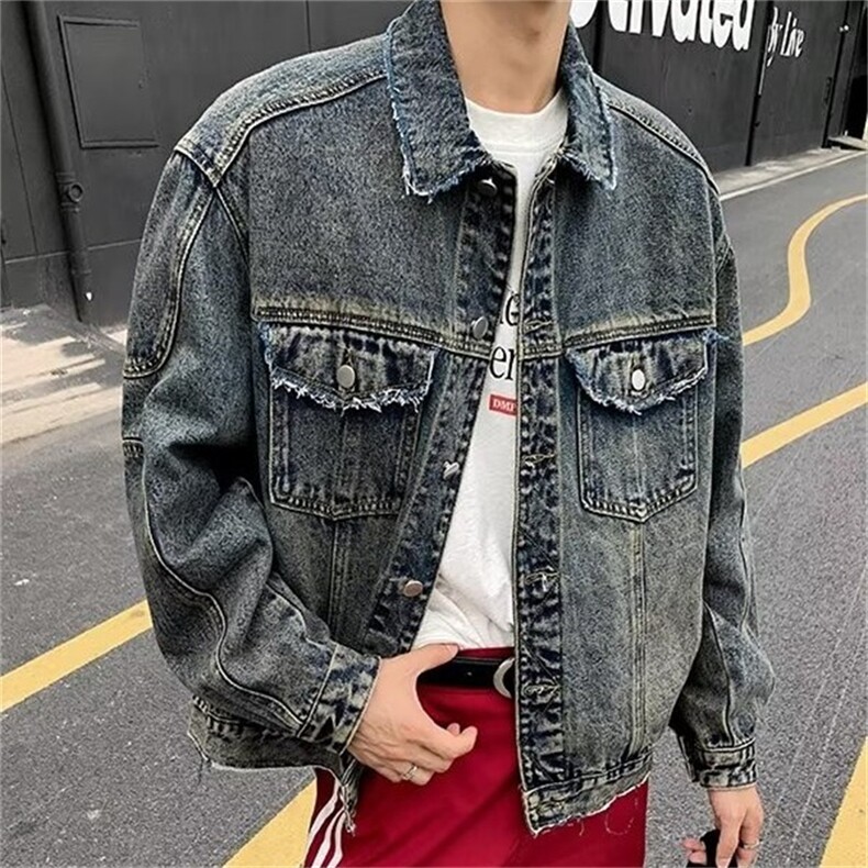美式夹克男春秋新款潮牌工装宽松百搭复古牛仔外套帅气35122-p75,男装夹克,星座1008