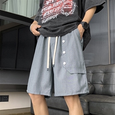 休闲短裤男韩版潮流高街帅气纽扣个性2023夏季ins五分裤K4103-P32，男装休闲裤，星座412-3