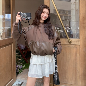 咖色冲锋衣夹克女秋高级感穿搭小个子炸街休闲显瘦美式短款外套图片
