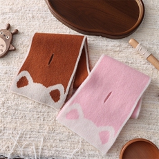 2025年秋季新款儿童小猫提花针织羊绒围巾时尚休闲保暖百搭，围巾，联起羊绒