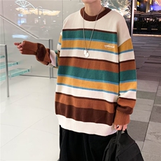 美式复古卫衣男春季设计感宽松圆领印花外套港风大码套头上衣，男装针织衫/毛衣，星座716-2