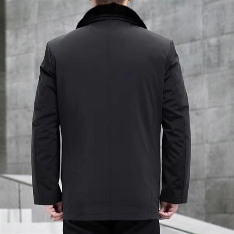 BIJ-N001男士水貂毛领派克服外套休闲翻领皮草大衣尼克服中长款,女装短外套,电商B360
