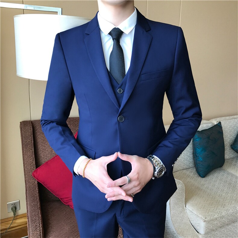三件套西服套装男士西装商务休闲职业装上班面试修身新郎伴郎结婚,男装西服套装,星座505-2（原电商A260-1)