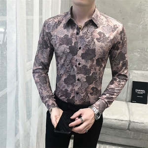 312A-5-288-P55 长袖高级感秋季休闲英伦发型师韩版纯色男士衬衣图片