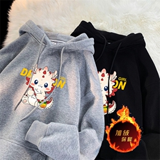 龙年卫衣冬季美式加绒加厚卫衣外套DL1725常规特P35加绒特40，男装卫衣，电商A486