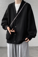 纯色开衫外套M~8XL大码高级感重磅宽松华夫格慵懒卫衣KS2101/P60，男装卫衣，电商B238