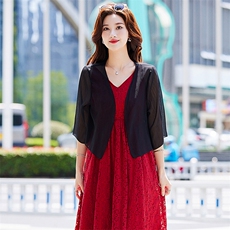 雪纺小披肩配裙子女2025夏季新款空调开衫百搭短款坎肩防晒衣外套，女装短外套，婵米儿