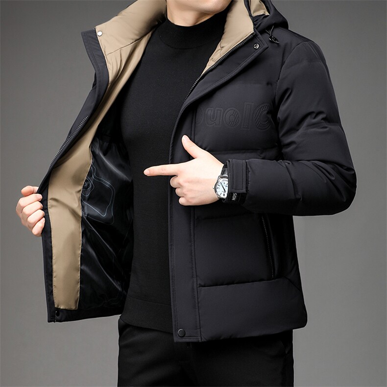 2023新款羽绒服男冬季加厚保暖上衣中年男士连帽商务休闲外套,男装羽绒服,电商B212（原钱塘6029）
