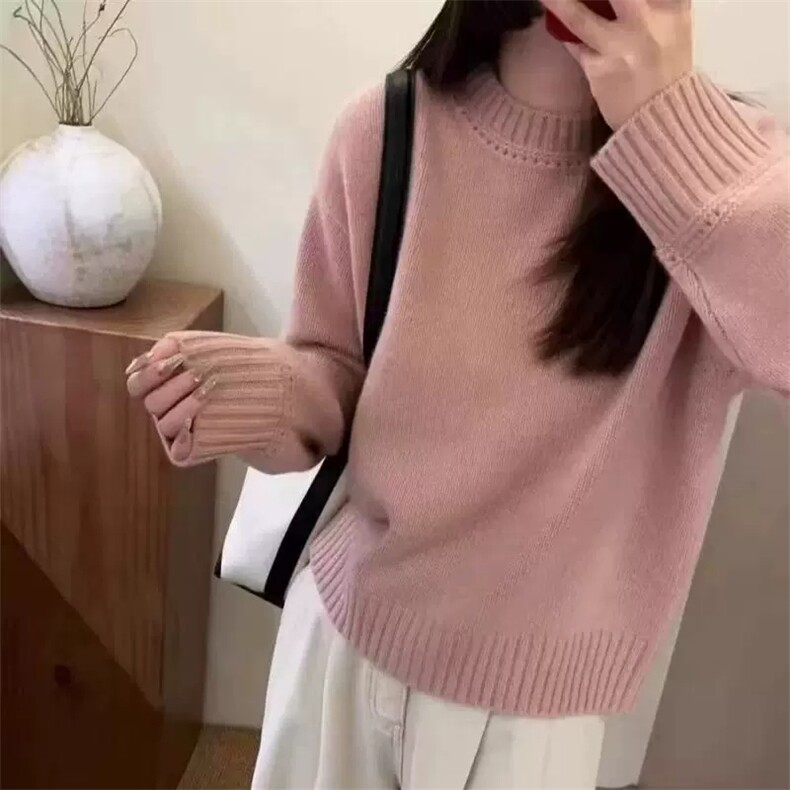 2025年秋季时尚百搭通勤简约休闲圆领镂空羊毛衫，女装羊毛衫，秋虹羊绒