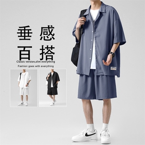 夏季衬衫男士潮流休闲五分袖衬衣服港风日系TZ002-特批-58,脸黄搭配什么衣服好看图片大全图片