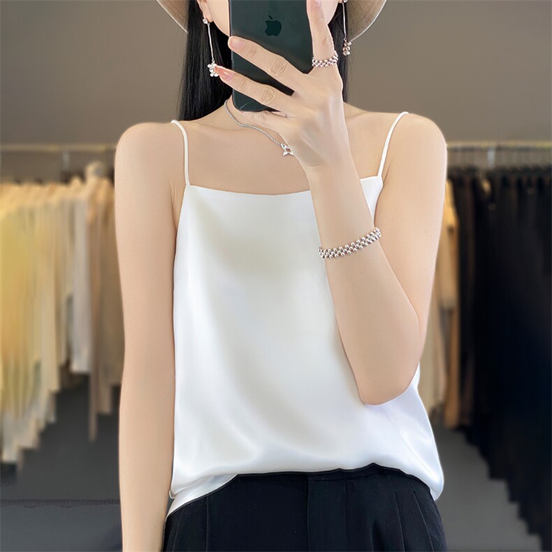 优雅气质吊带背心女夏季新款纯色内搭上衣时尚百搭小衫,女装背心吊带,绒宛羊绒