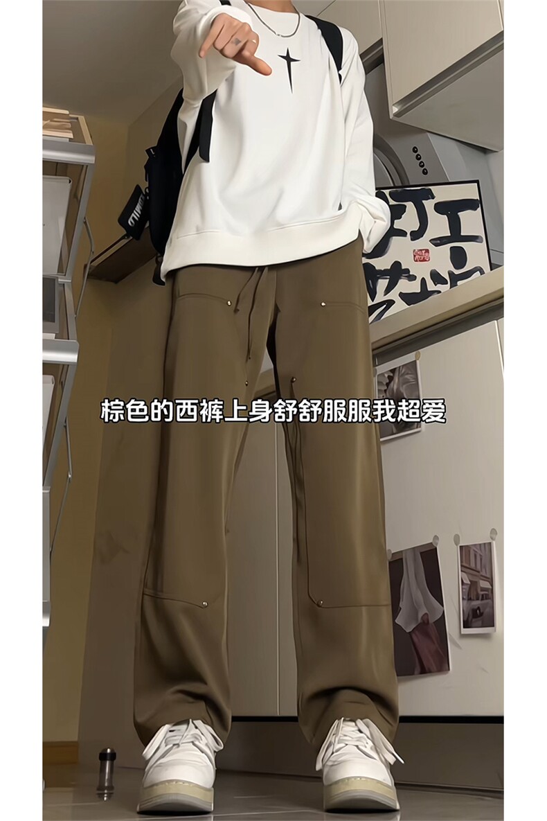 抖音2026春季美式伐木裤男垂感休闲西裤A423P55控78,男装西裤,电商A309
