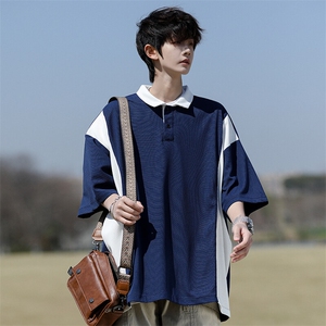 8XL-M拼接撞色短袖t恤男款夏季新款半袖POLO衫加肥加大码DT004P38图片