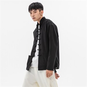 秋冬大码风针织加厚夹克外套立领盘扣情侣中性唐装 JK20/P135图片
