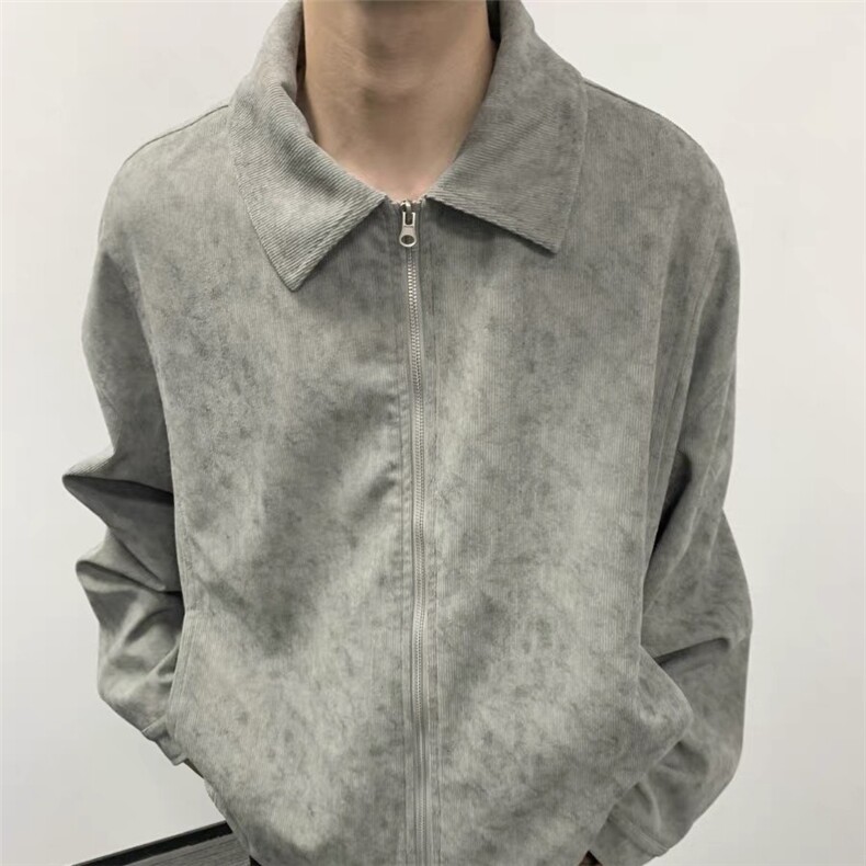 春秋季扎染外套男女cleanfit美式小众复古高级感宽松拉链夹克图片