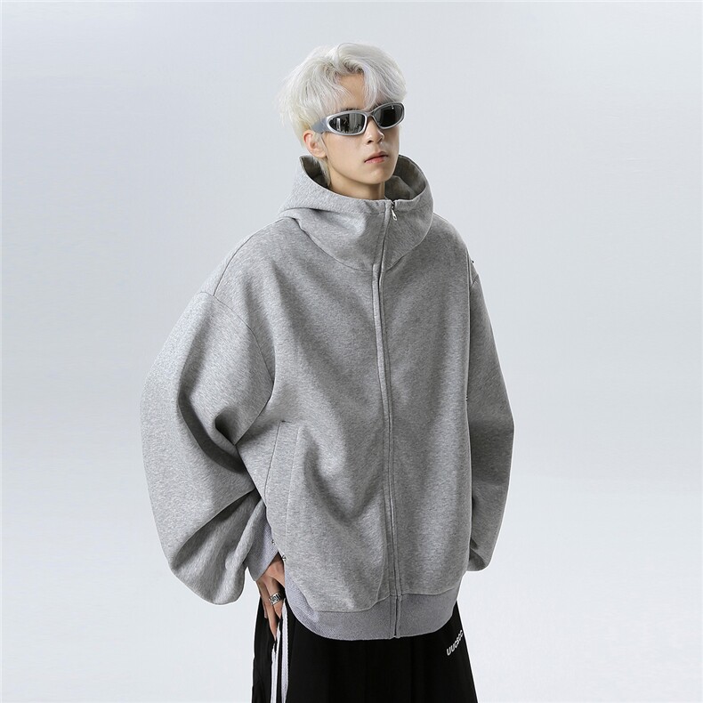 秋冬重磅复古廓形连帽开衫加厚外套男女JK808-P58图片