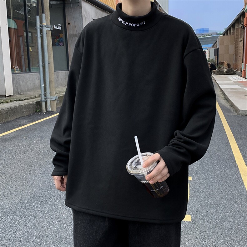 高品质冬款男半高领卫衣双面德绒字母刺绣打底衫WY8039P30,男装卫衣,星座1013-1