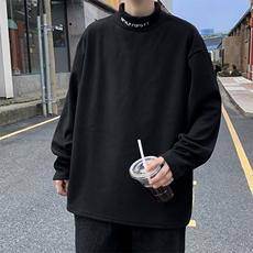 高品质冬款男半高领卫衣双面德绒字母刺绣打底衫WY8039P30，男装卫衣，星座1013-1