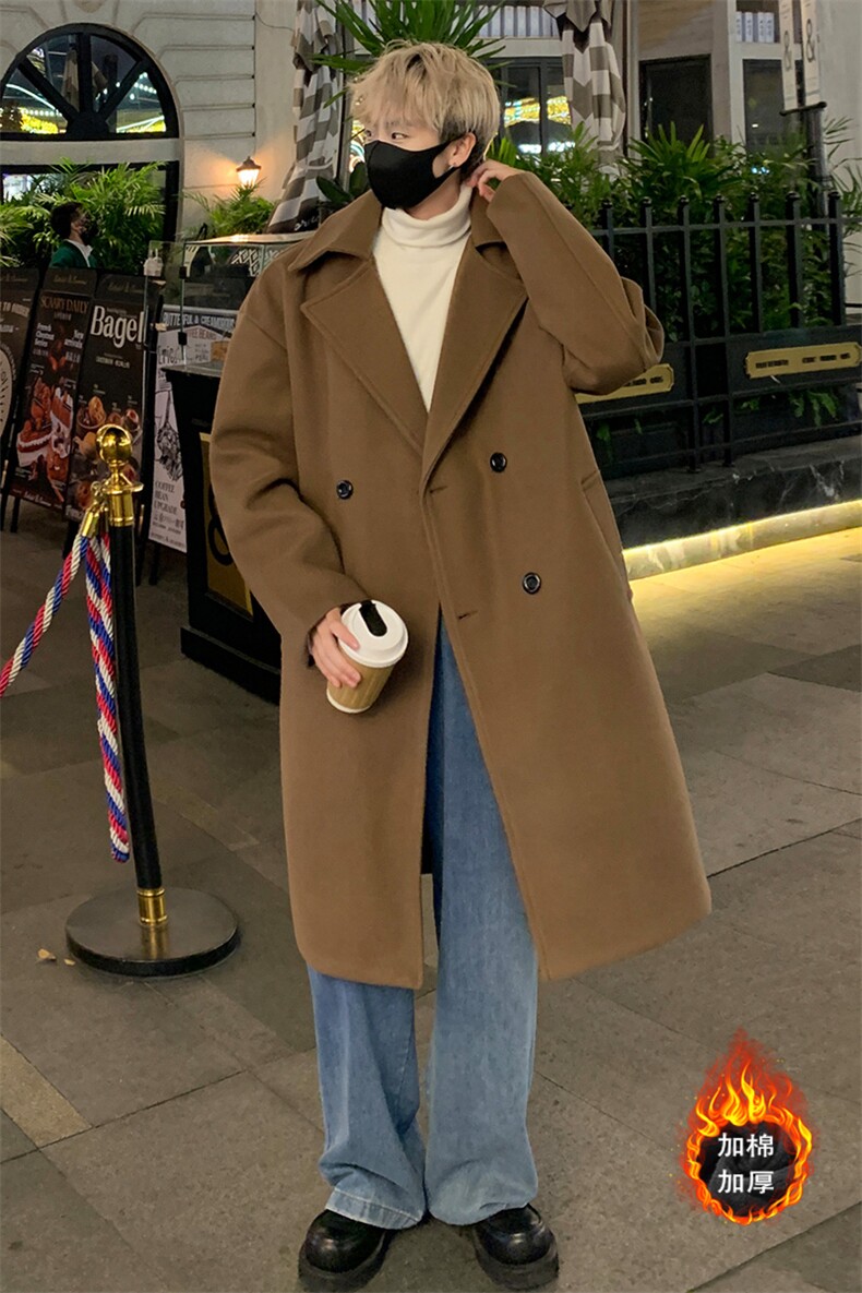 潮流加厚毛呢大衣男中长款呢子风衣英伦雅痞男装外套MN1798/P100,男装毛呢大衣,电商B316