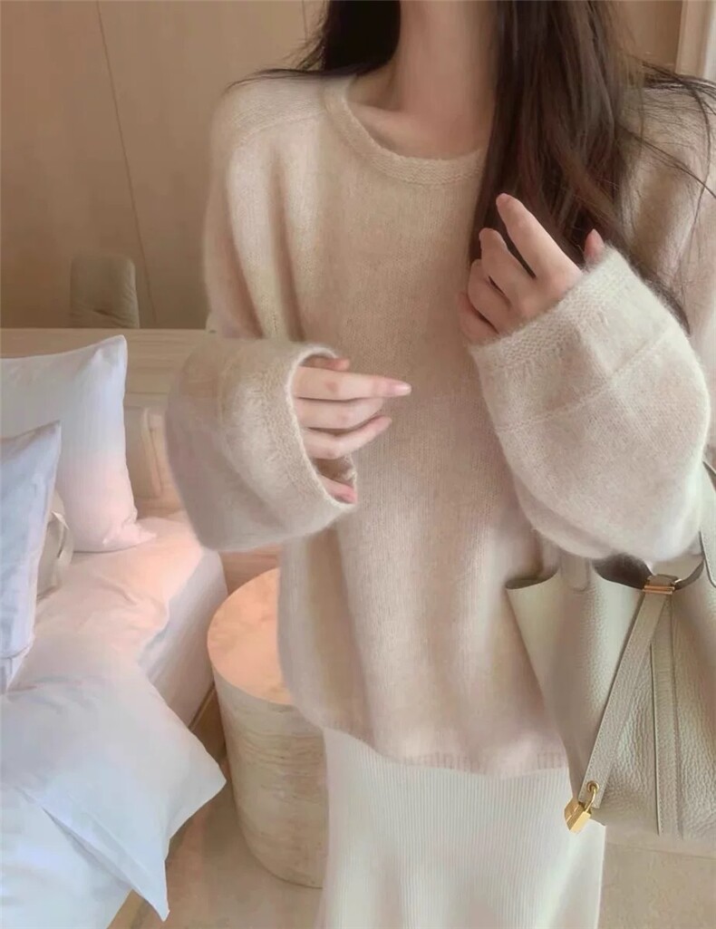 2025年秋季常规款套头长袖圆领时尚百搭，女装针织衫/毛衣，恩泰羊绒