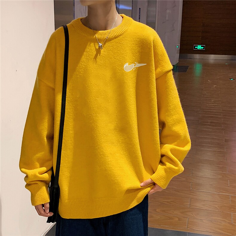 1港风圆领中性情侣潮流大码M-5XL印花加厚毛衣男7688P48加绒P55,男装针织衫/毛衣,星座226-2
