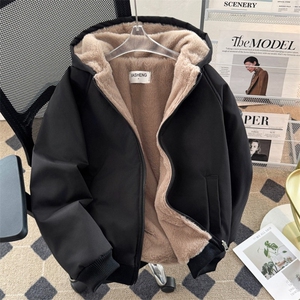 冬季羊羔绒立领拉链棉衣男cleanfit重磅帆布水洗棉服夹克图片