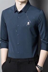 DN7223男式服装新款无痕羊毛衬衫男长袖翻领休闲四季可穿衬衣P80图片