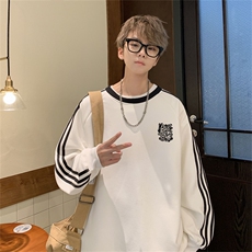 美式三杠条纹复圆领卫衣秋冬男女宽松长袖SW2483-P45控6850棉，男装卫衣，电商B370