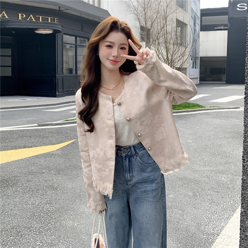 【】春季新款新中式木耳边短外套2C057-8201-P160-K258,女装短外套,2C057