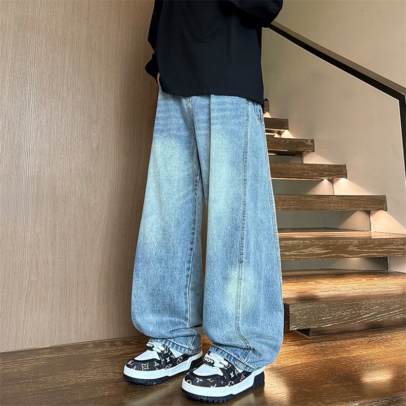 秋季新款高腰显瘦直筒裤男女宽松休闲百搭阔腿长裤NK8671-特价60,男装牛仔裤,电商A007