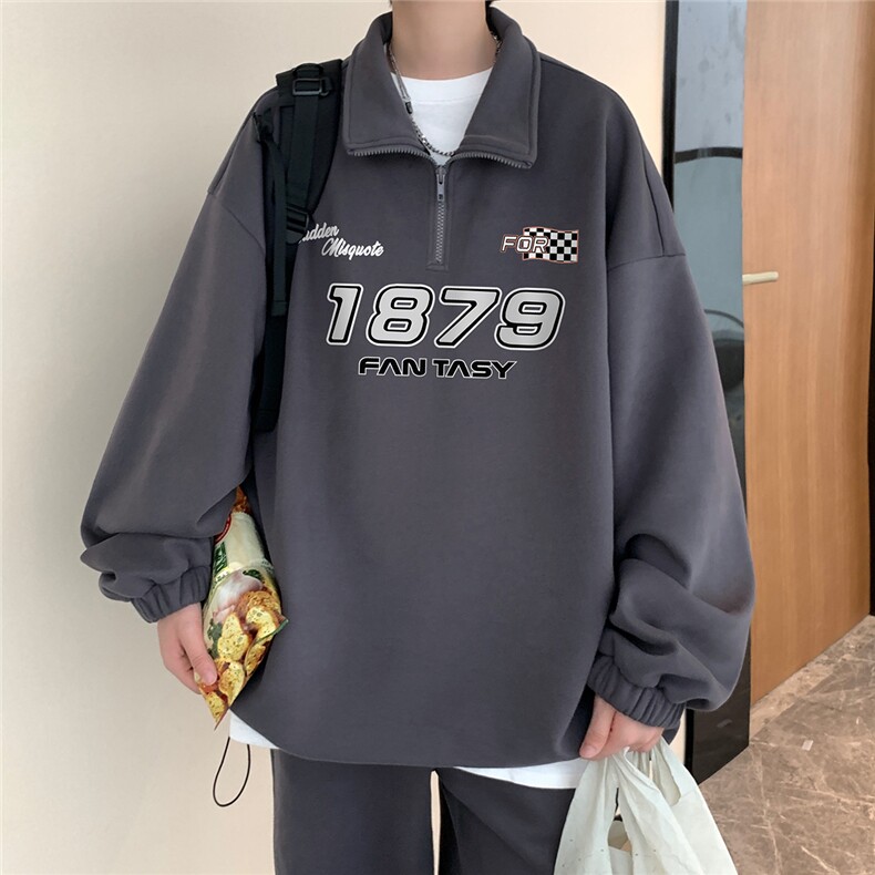 23春季新款时尚宽松半拉链翻领卫衣休闲百搭运动裤H101P110控158,男装休闲套装,电商A247