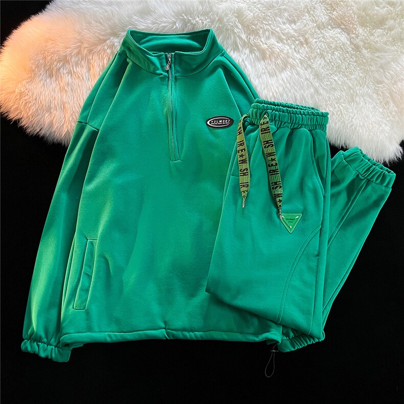 1秋季休闲翻领宽松情侣大码M-5XL青春套头卫衣套装7145P105控138，男装休闲套装，星座226-2