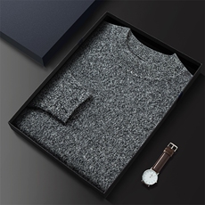 圆领山羊绒衫秋冬长袖商务休闲宽松针织打底羊绒衫男装，男装羊绒套衫，五色羊羊绒