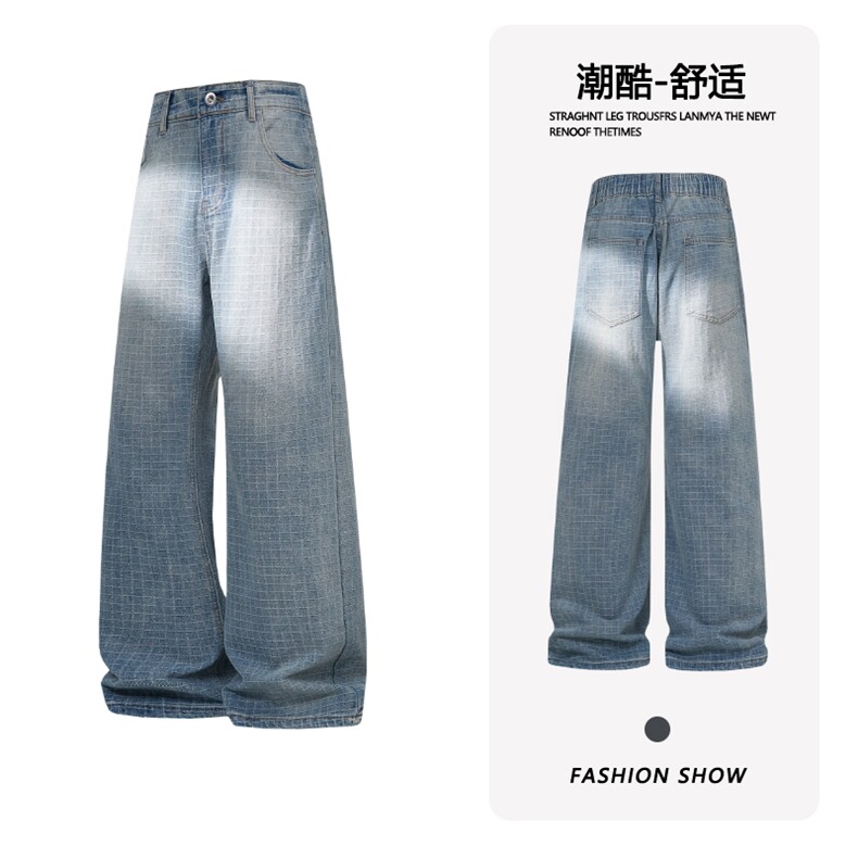 B221美式ins高街暗黑提花修身微喇牛仔裤LK26631-特P45控78,男装牛仔裤,电商B221