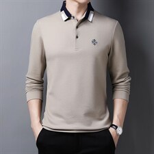 BNC1009钱塘2020-2春秋款中年男士纯翻领休闲简约上衣数据好P60，男装T恤，钱塘207-2