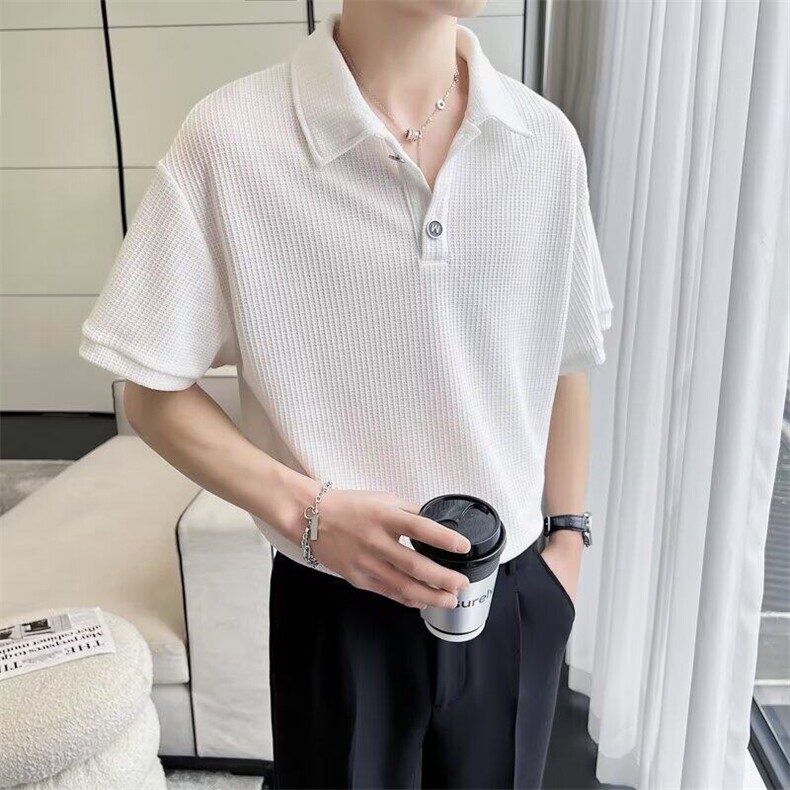 W9785-P32 网图现货 冰丝polo衫短袖夏季薄款韩版高级感针织半袖图片