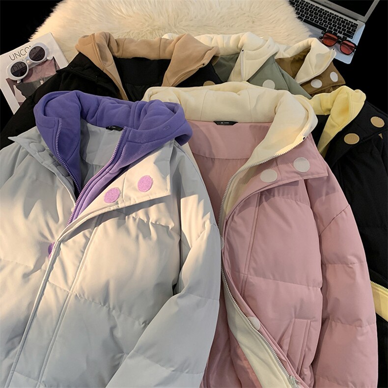 冬季青少年连帽假两件外套加绒加厚休闲简约棉衣棉服5303-P85,男装棉衣,电商B306