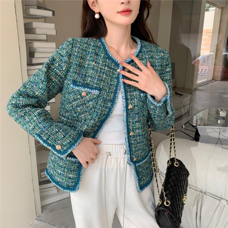 高端定制含羊毛面料时尚气质高雅淑女外套，其它，荷塘月色