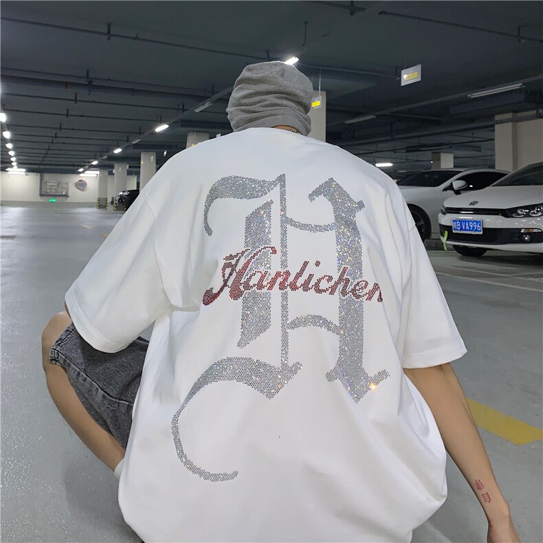 T恤潮流圆领男港风烫钻2026夏季新款短袖时尚B299-X5316-P45-控68,男装T恤,电商A061-1