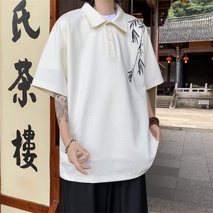 夏季新款潮牌宽松休闲衬衣竹子刺绣短袖POLO衫男 现货 W8222-P32图片