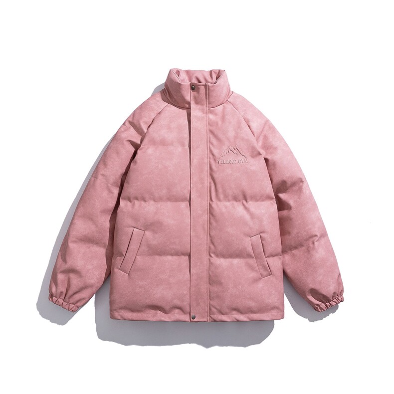 白底立领PU皮复古做旧钢印字母图案设计棉衣男MY77735P130控178，男装棉衣，星座227-7