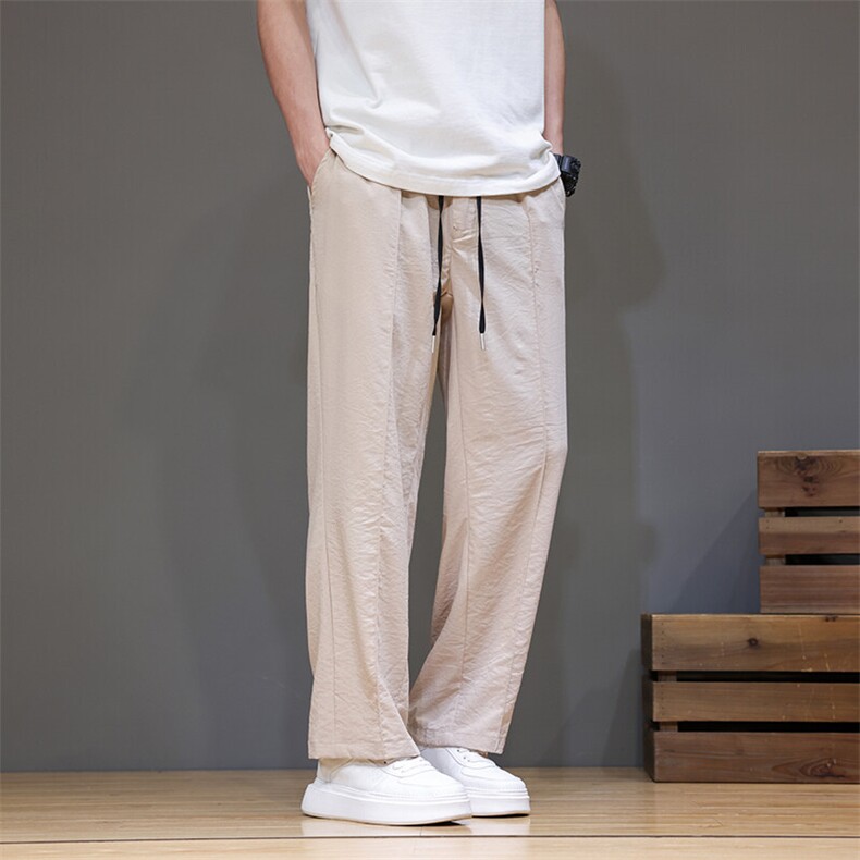 春夏薄款休闲裤男风宽松大码麻裤子潮青年直筒西装裤K201P50，男装休闲裤，星座220-2