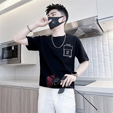 短袖T恤男简约刺绣潮流百搭社会小伙半袖衣服301C-DT89-P48控68，男装T恤，星座301C（原B323）