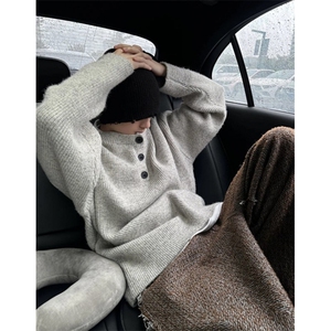 美式复古亨利领毛衣男款冬季慵懒风高级感针织衫外套 M5010图片