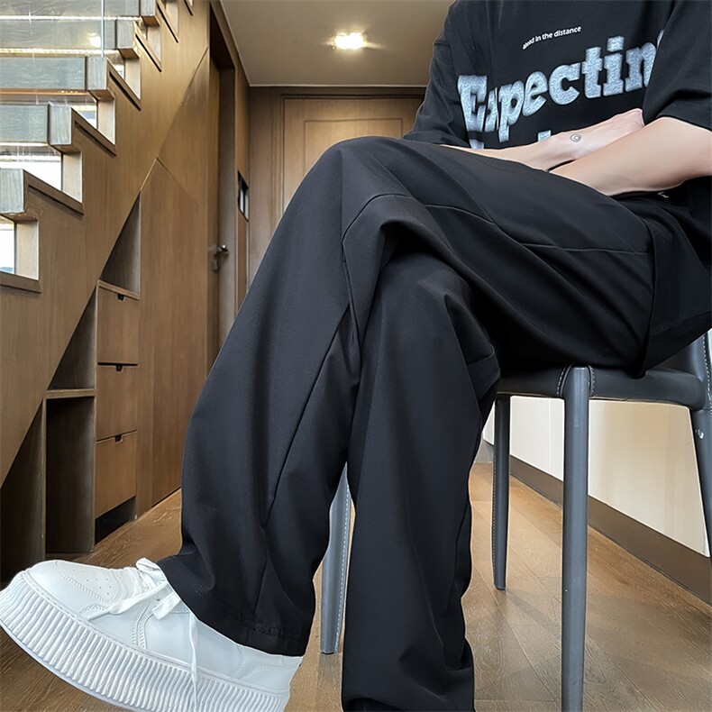 黑色冲锋裤男款美式hiphop裤子直筒夏季薄款户外登山休闲阔腿长裤,男装休闲裤,星座505-2（原电商A260-1)
