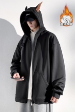 2024冬季新款港风光影墙大码加绒连帽卫衣M-5XHW241017-特P55，男装卫衣，电商A022