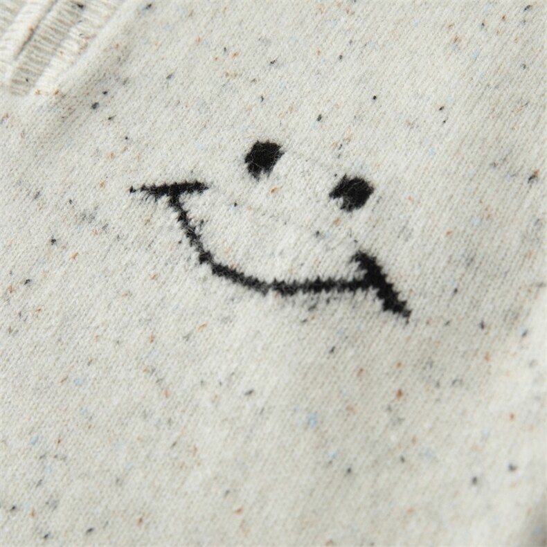 秋冬季儿童舒适简约半开领插肩袖笑脸羊毛衫,童装儿童羊毛衫,牧皓研