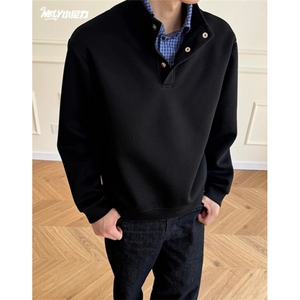 春秋季重磅长袖polo衫男款日系宽松内搭翻领T恤卫衣 WJ205图片