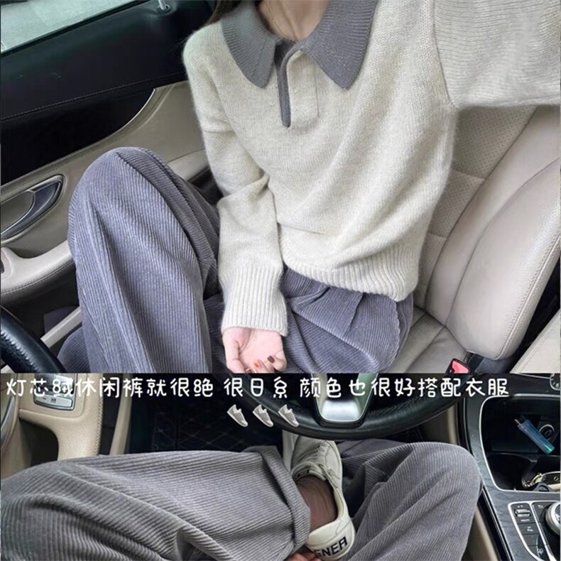 2025秋冬新款百搭时尚舒适简约翻领针织衫,针织衫/毛衣,秀阁羊绒