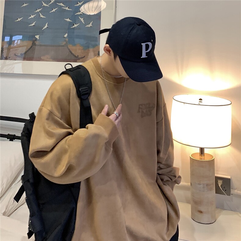 2024秋冬字母印花男士麂皮套头卫衣WY113/P58控78-90涤纶10氨纶图片